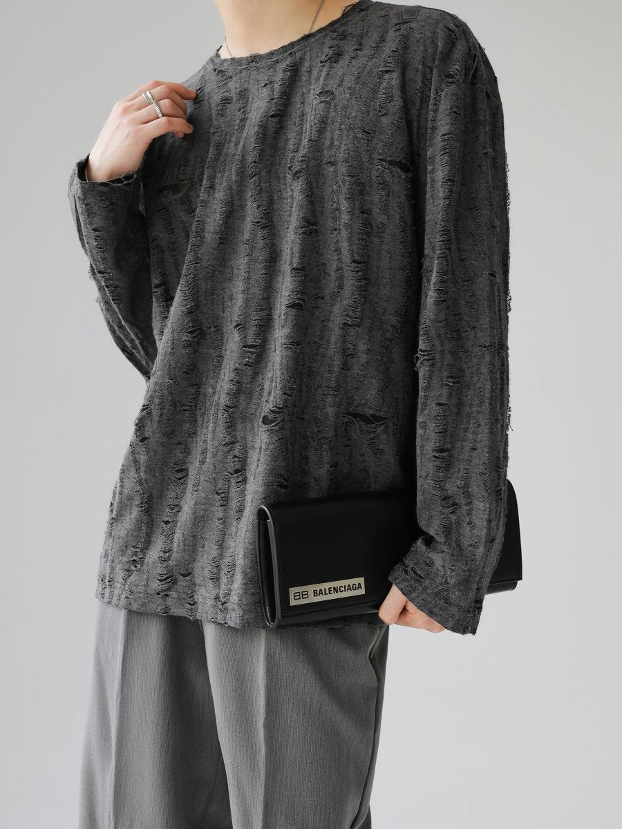 [HOHO]round neck hole T-shirt J0099