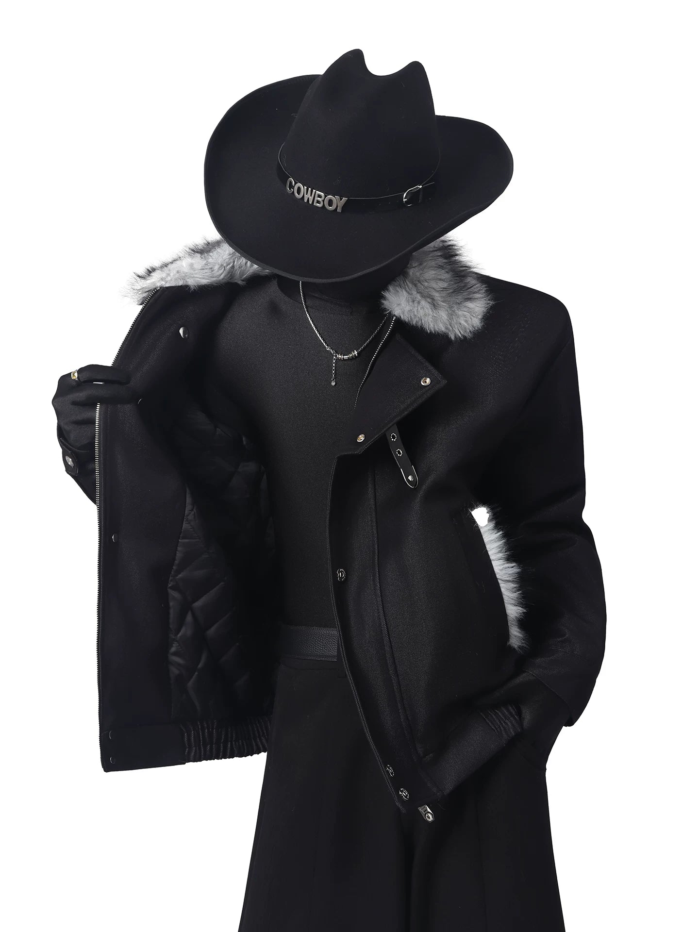 Denim fur collar locomotive cotton jacket FE0705