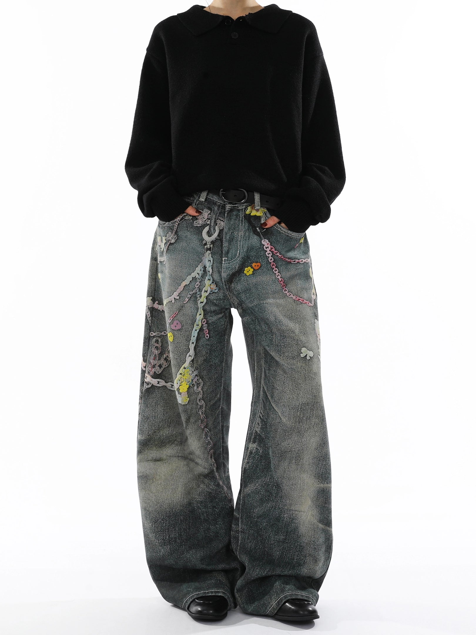 American Printed Straight Jeans B0169