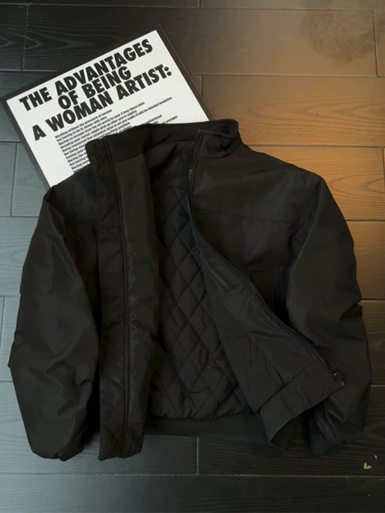 Black short three-proof thickened flight jacket ff0283