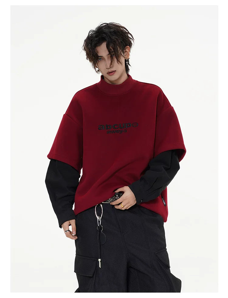 Tide brand embroidered fake two sweater fff0292