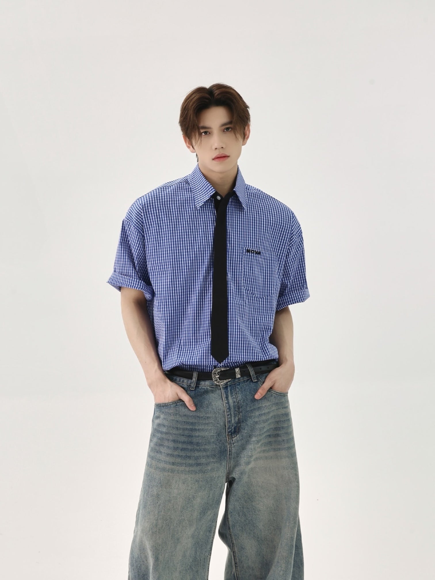 [TURNTIDE] VINTAGE COLLEGE CHECK shirt J0137