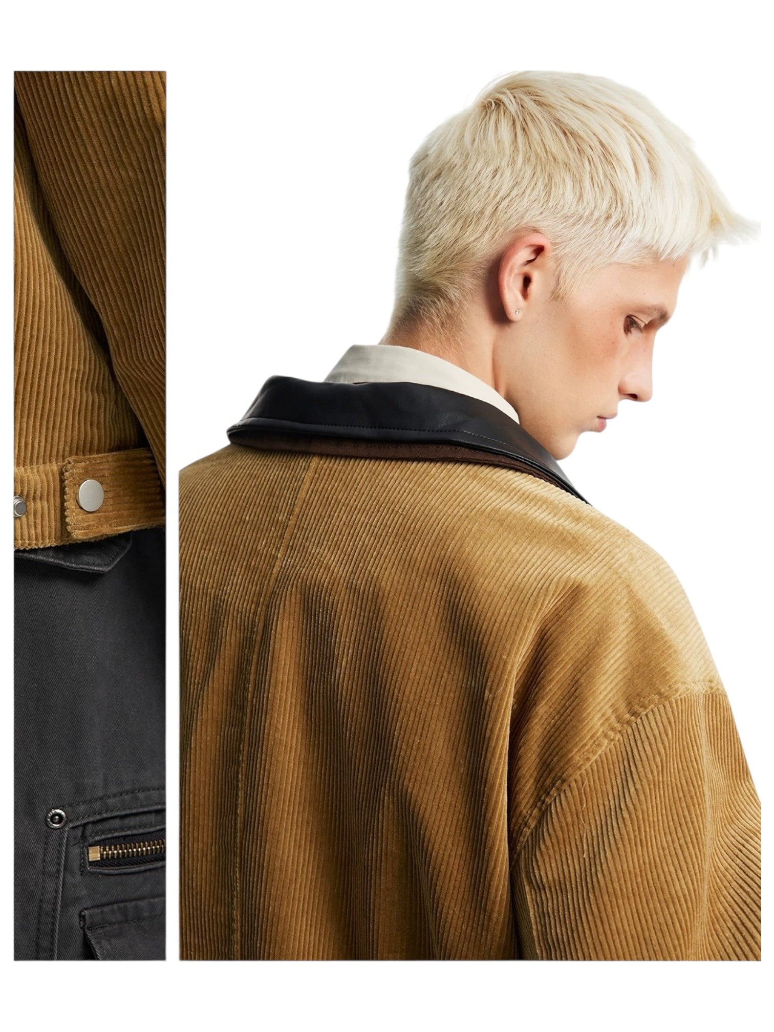 [OV] CORDUROY LEATHER-COLLAR JACKET T0128