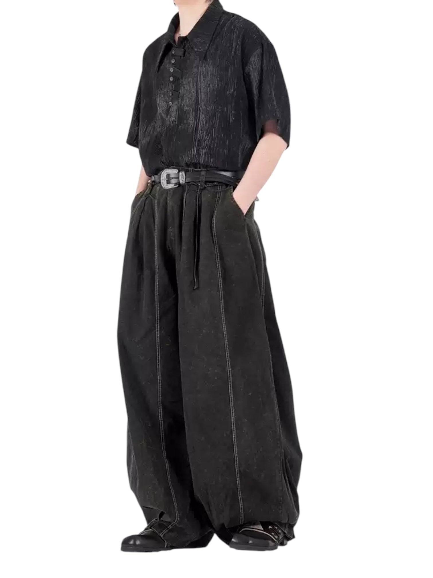 [NO SENSE] DRAPE TEXTURE COLLAR SHIRT J0136