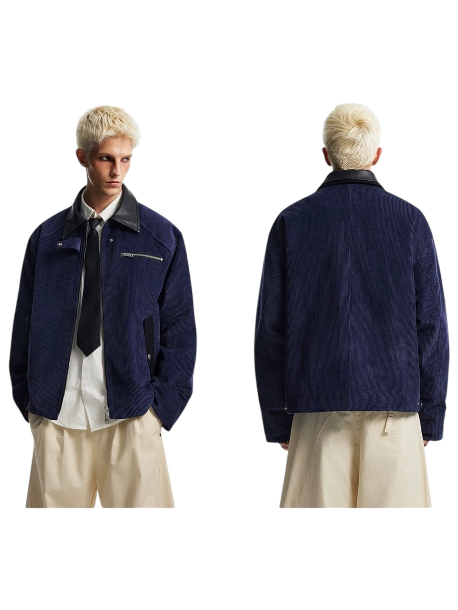 [OV] CORDUROY LEATHER-COLLAR JACKET T0128