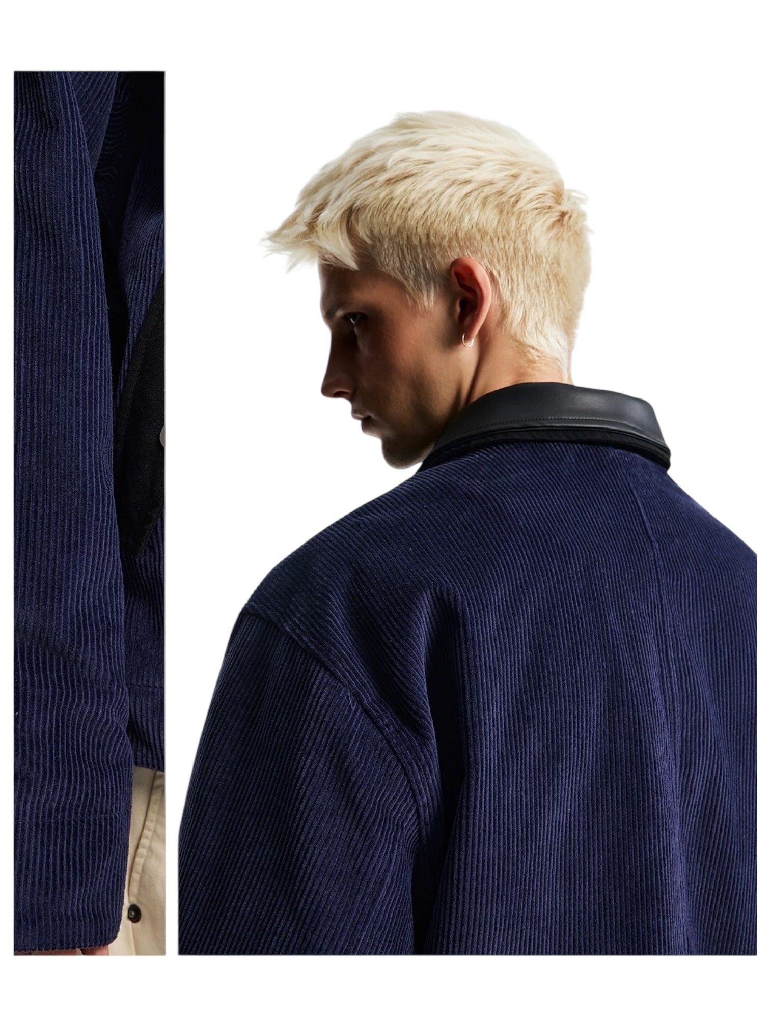 [OV] CORDUROY LEATHER-COLLAR JACKET T0128