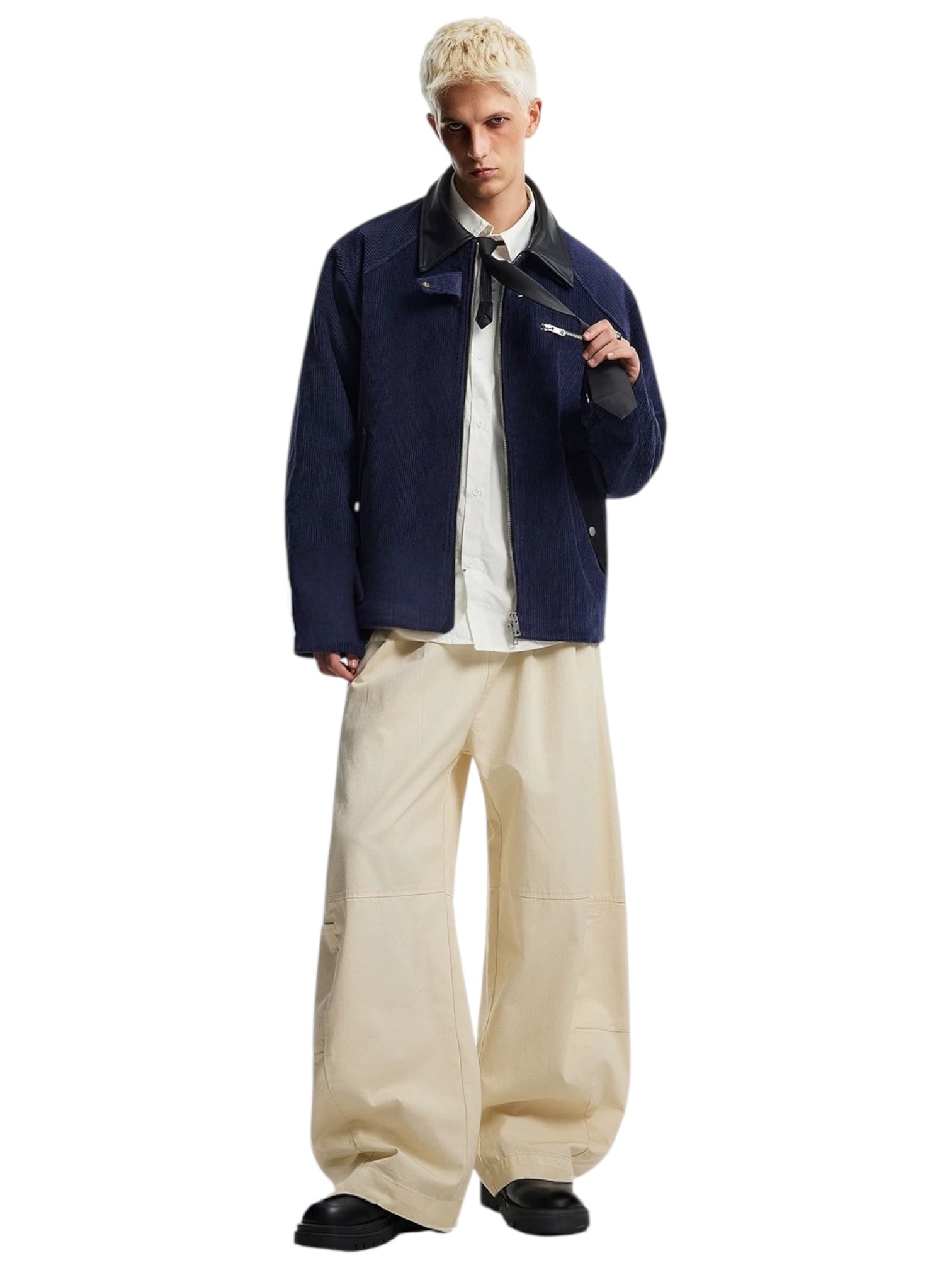 [OV] CORDUROY LEATHER-COLLAR JACKET T0128