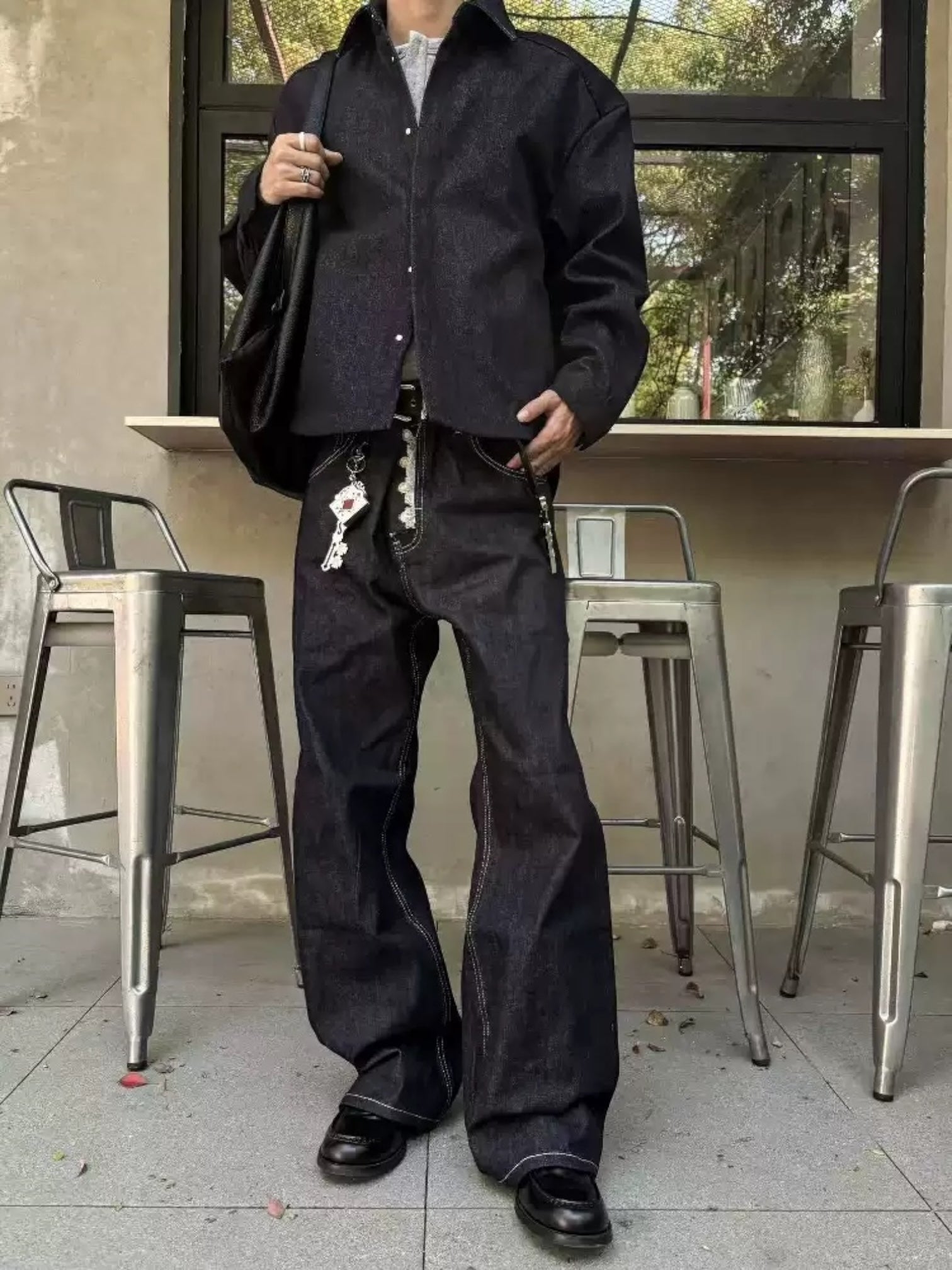 [DECEYE] DISTRESSED A-CUT DENIM JEANS B0304