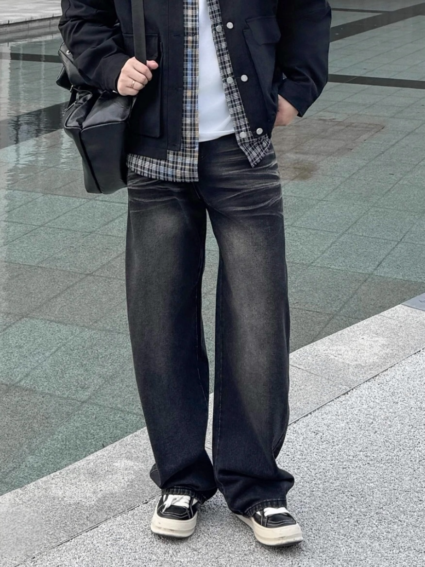 WASHED DRAPE STRAIGHT JEANS B0185