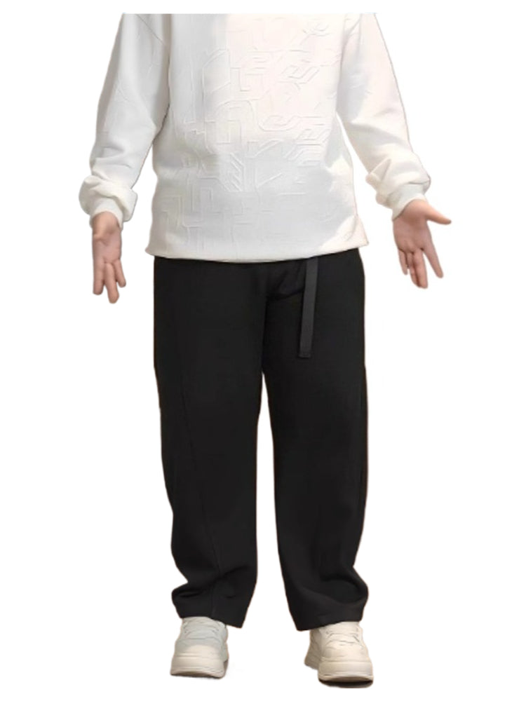 Waffle straight casual pants men's autumn and winter increase the fat to cover the meat and show the pants, and fat boys wear wide-leg pants. B0321