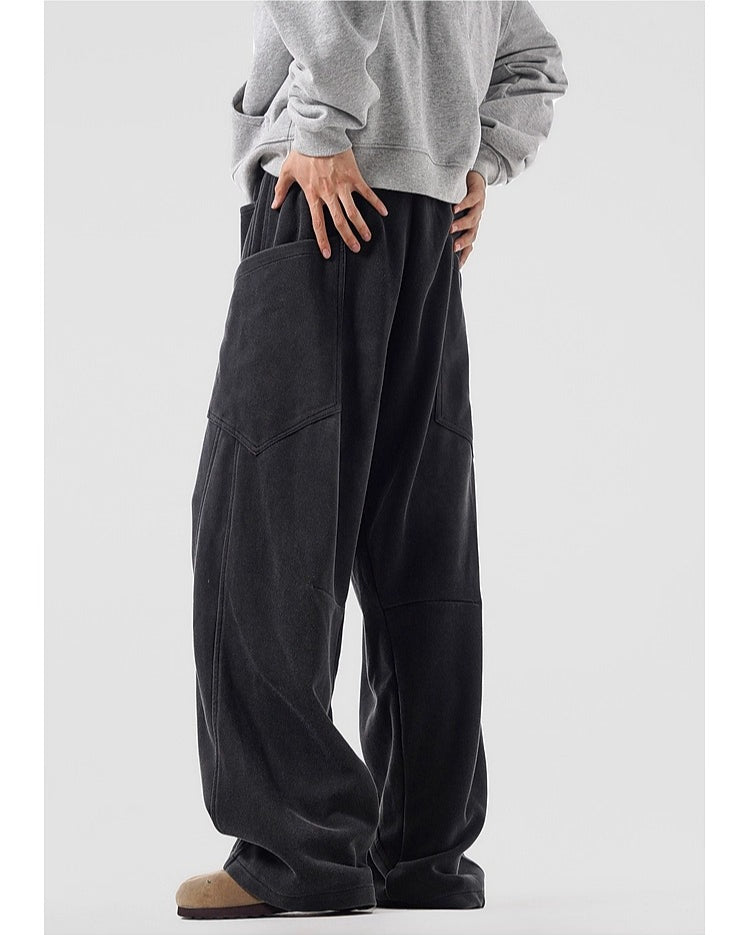 American heavy cleanfit solid color sweatpants men's trendy brand loose drape tooling casual pants B0320