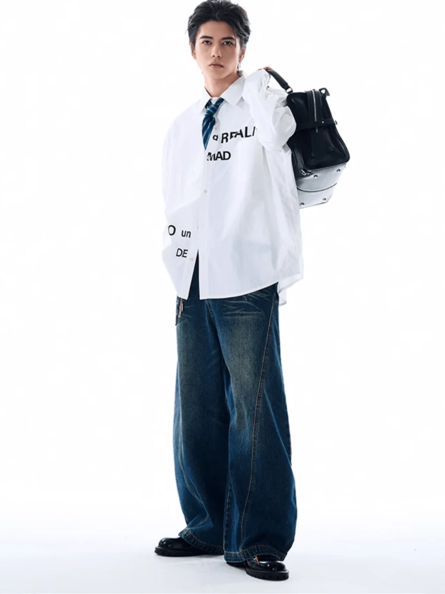 [MADWITCH] Original niche letter print shirt J0144