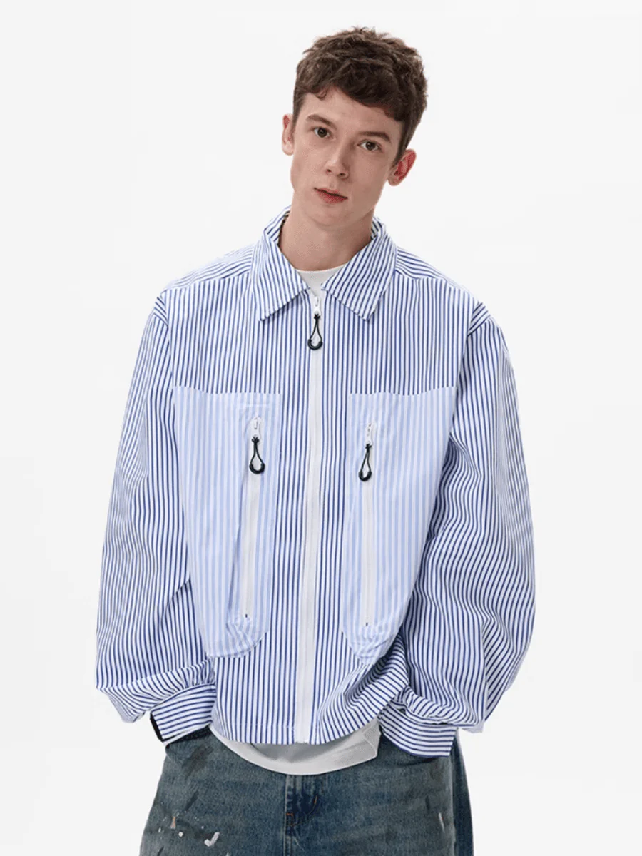[MADWITCH] striped shirt jacket J0143