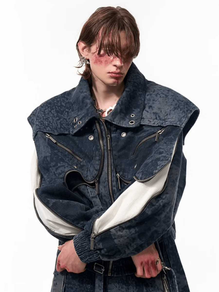 [STARTEXCEEDEND] Zipper structure splicing Jacket + Bottoms T0180