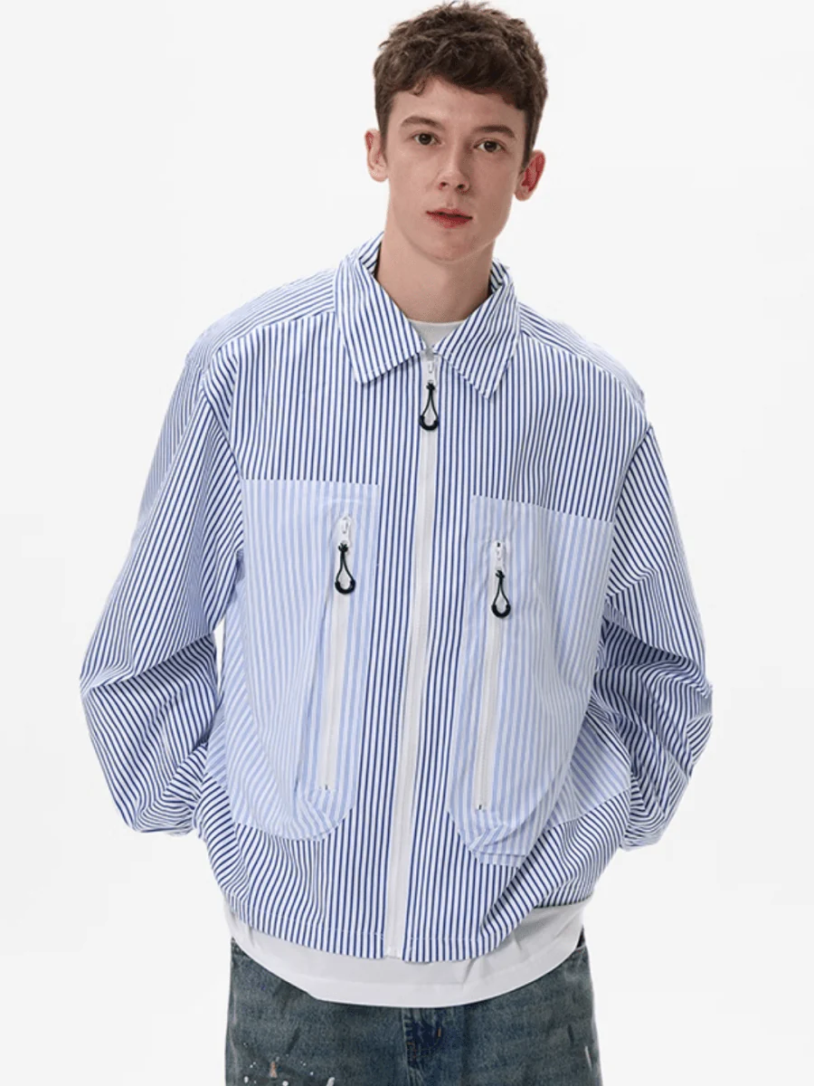 [MADWITCH] striped shirt jacket J0143