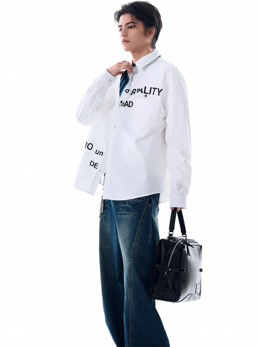 [MADWITCH] Original niche letter print shirt J0144