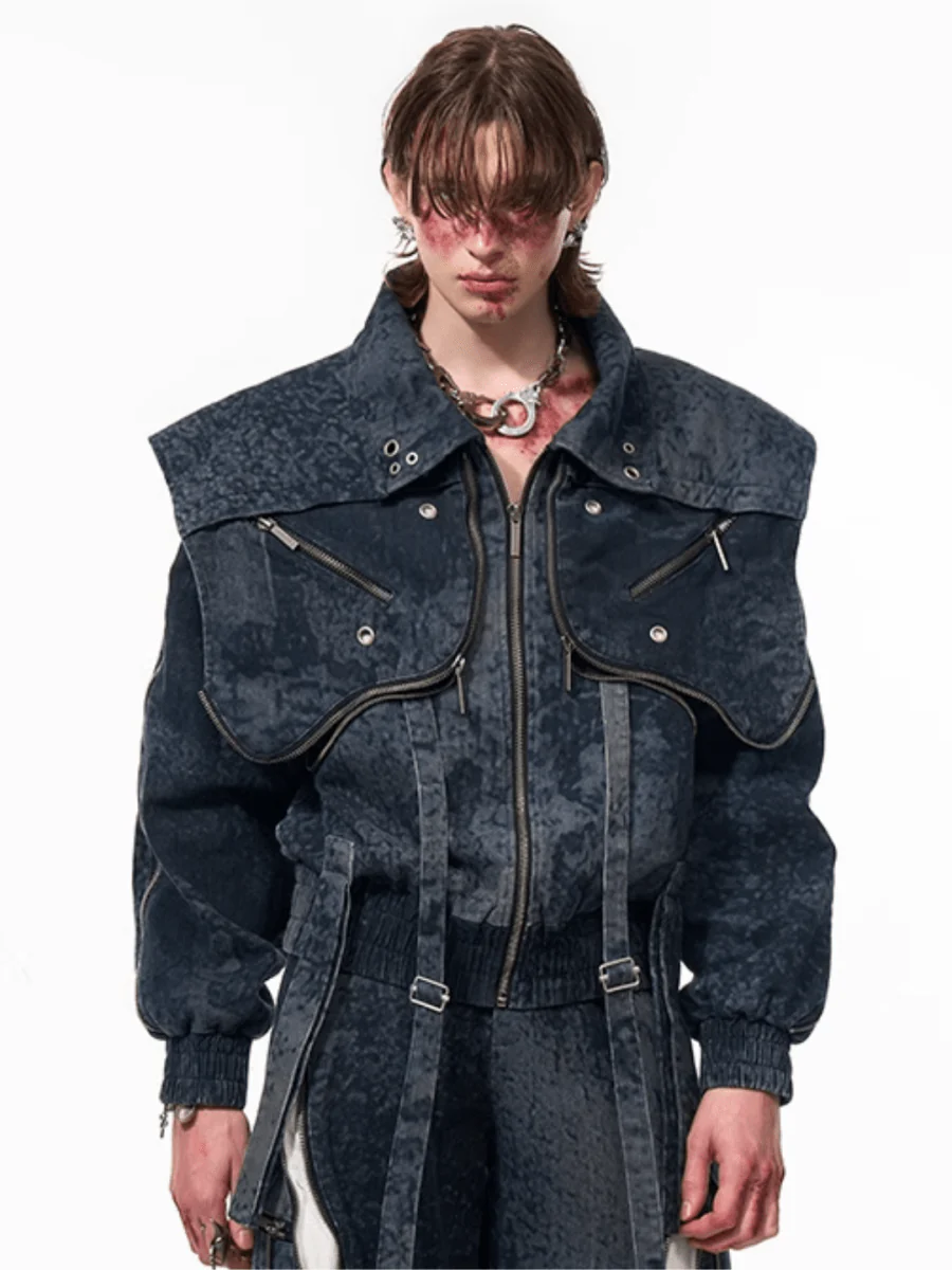 [STARTEXCEEDEND] Zipper structure splicing Jacket + Bottoms T0180