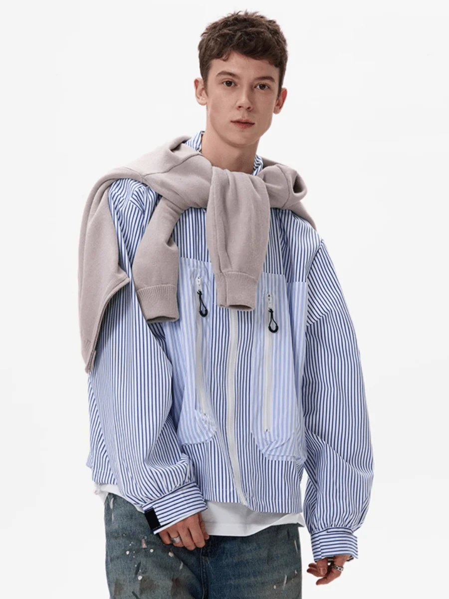 [MADWITCH] striped shirt jacket J0143