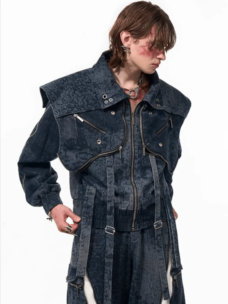 [STARTEXCEEDEND] Zipper structure splicing Jacket + Bottoms T0180