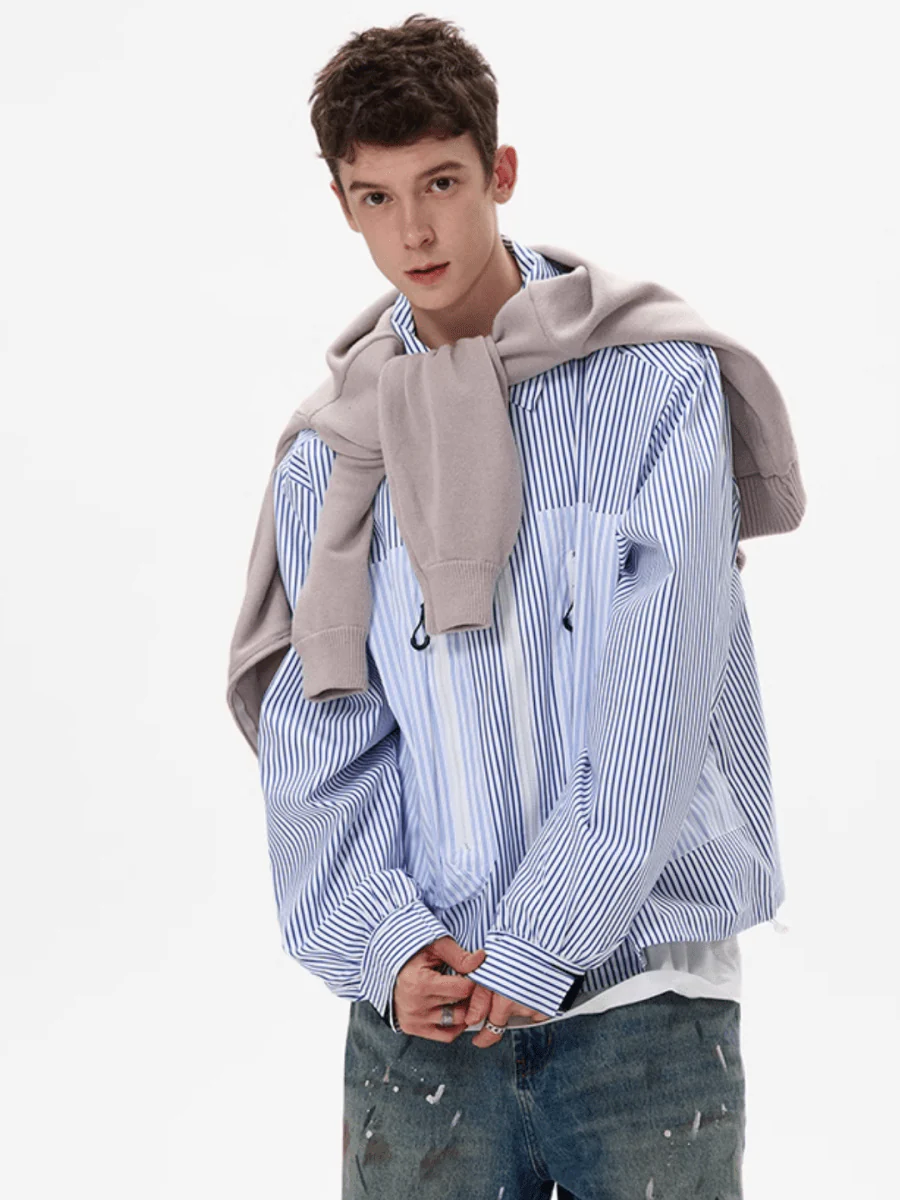 [MADWITCH] striped shirt jacket J0143