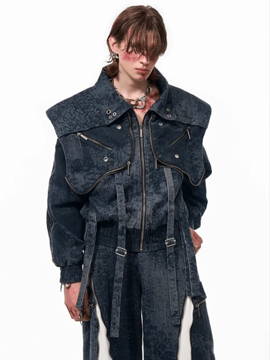 [STARTEXCEEDEND] Zipper structure splicing Jacket + Bottoms T0180