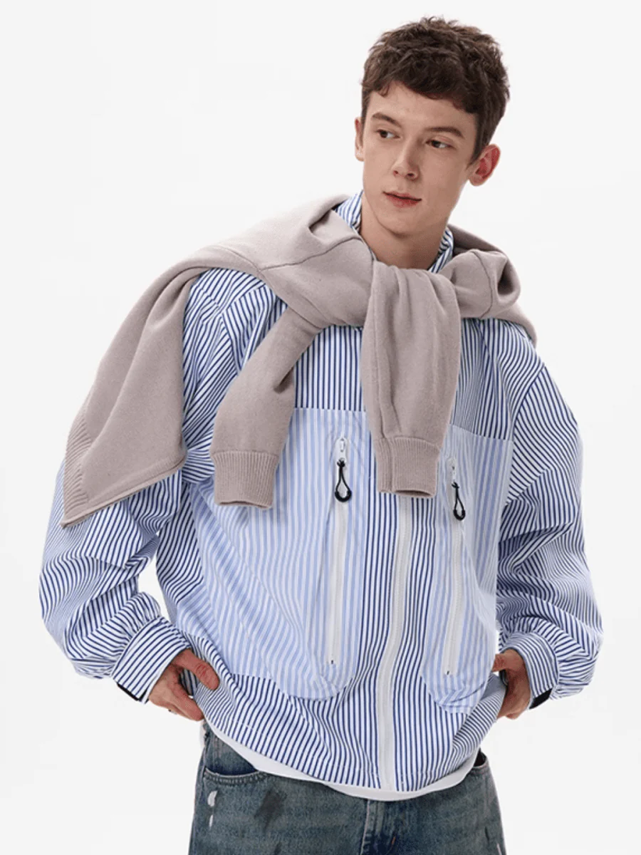 [MADWITCH] striped shirt jacket J0143