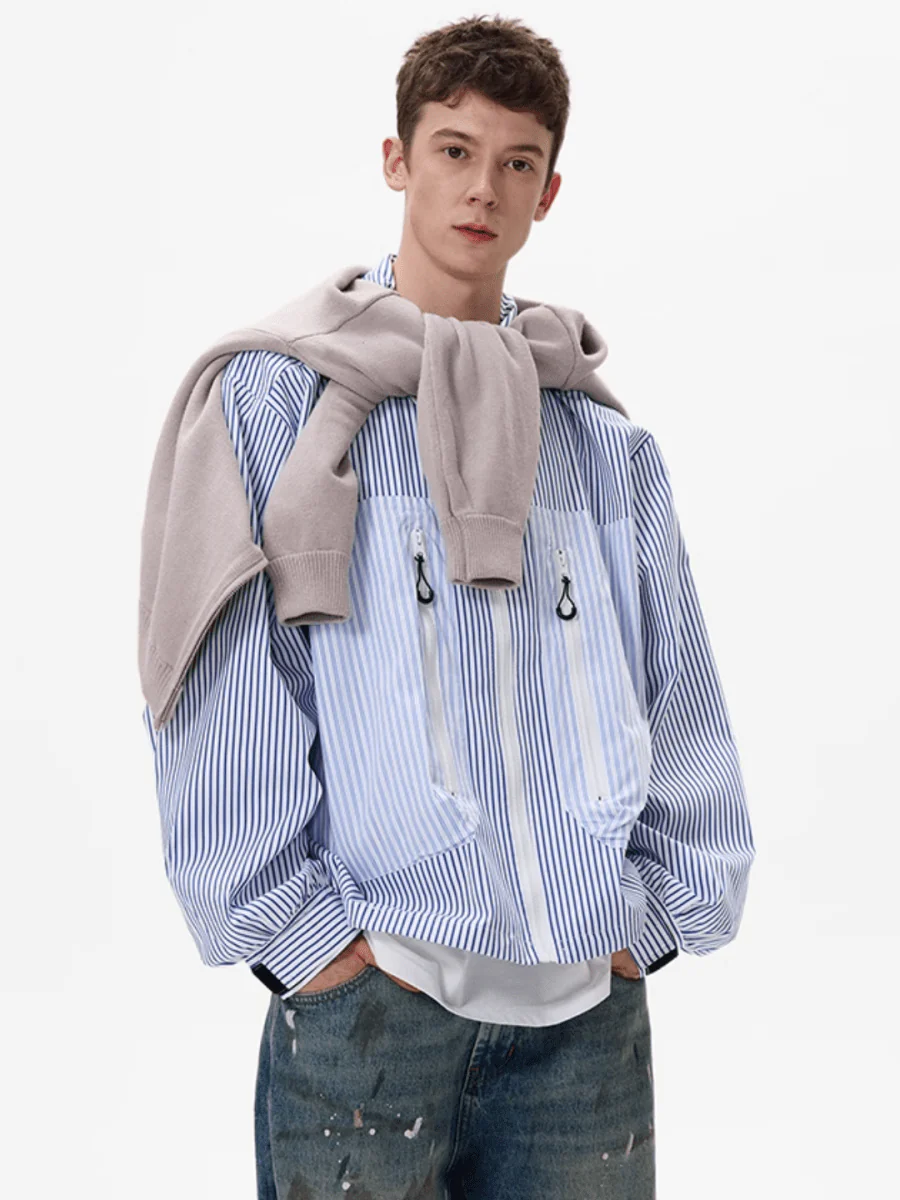 [MADWITCH] striped shirt jacket J0143