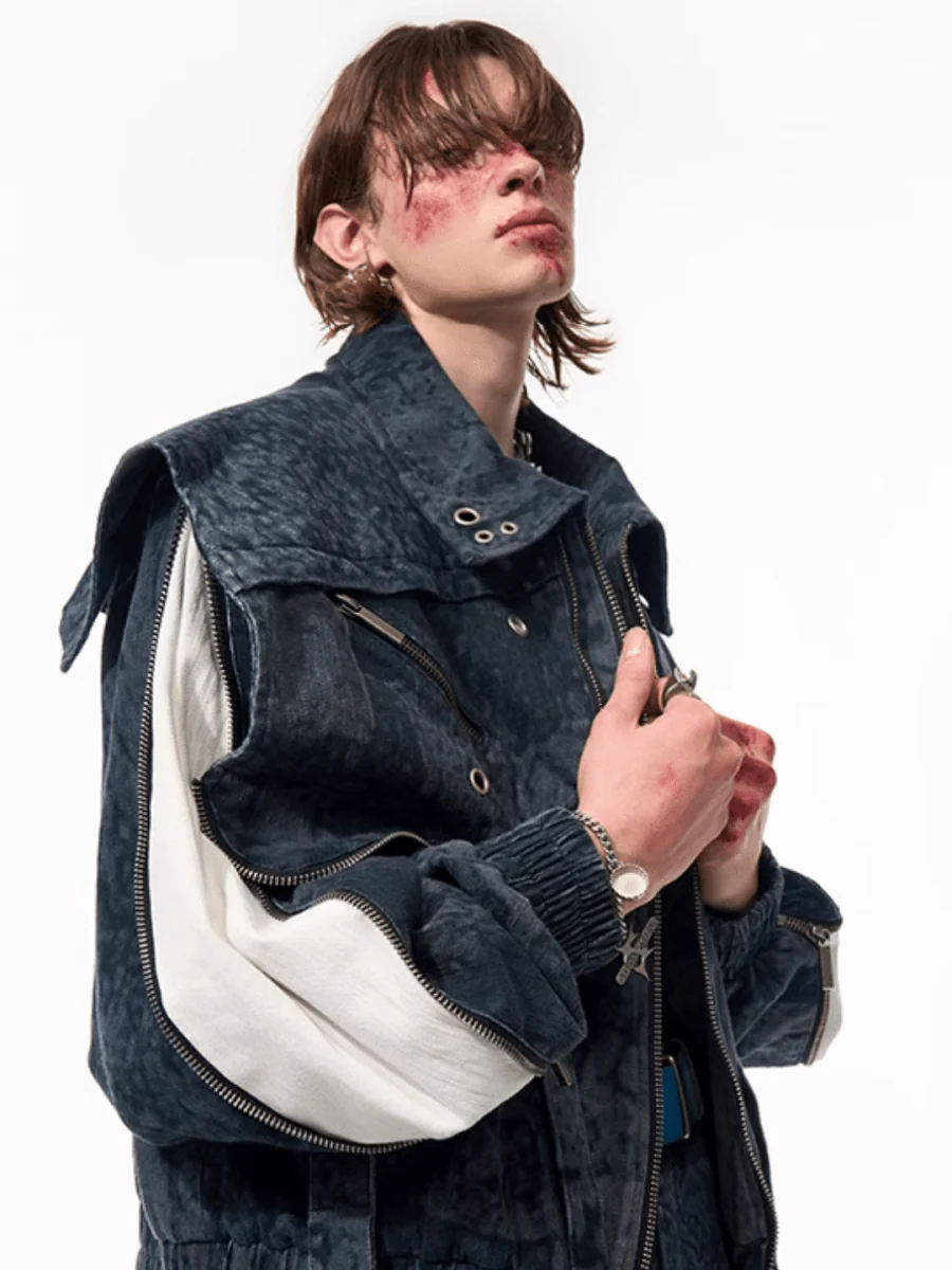 [STARTEXCEEDEND] Zipper structure splicing Jacket + Bottoms T0180