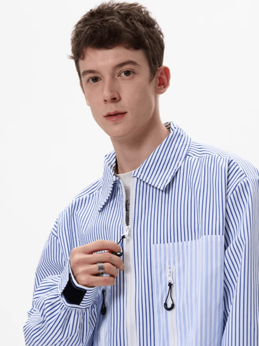 [MADWITCH] striped shirt jacket J0143