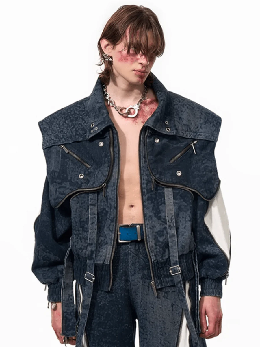 [STARTEXCEEDEND] Zipper structure splicing Jacket + Bottoms T0180