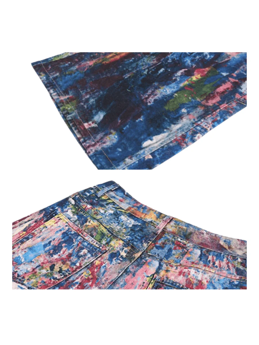 [STARTEXCEEDEND] Graffiti oil painting wide-leg jeans B0309