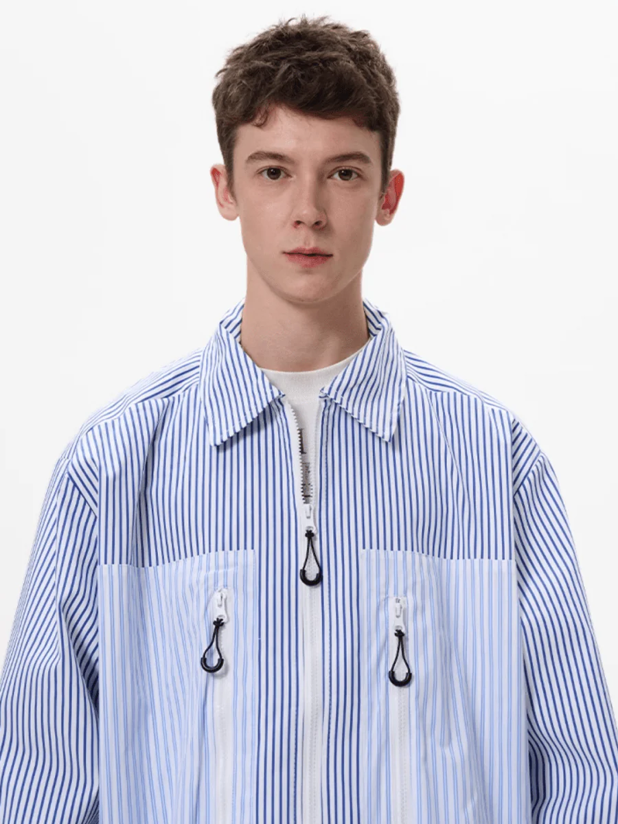 [MADWITCH] striped shirt jacket J0143