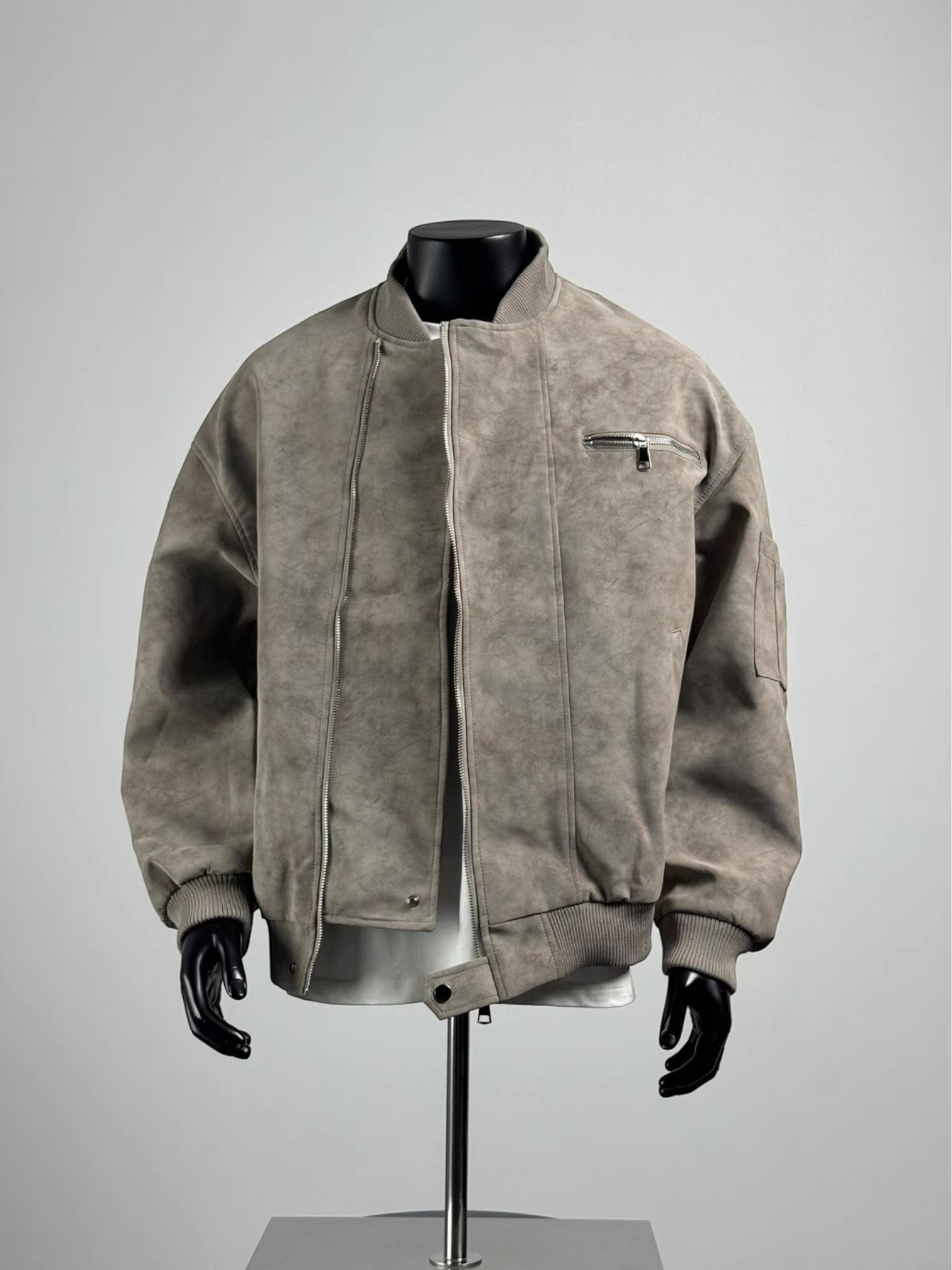 [TANCCHUI] LOOSE STAND-COLLAR MOTO JACKET T0188