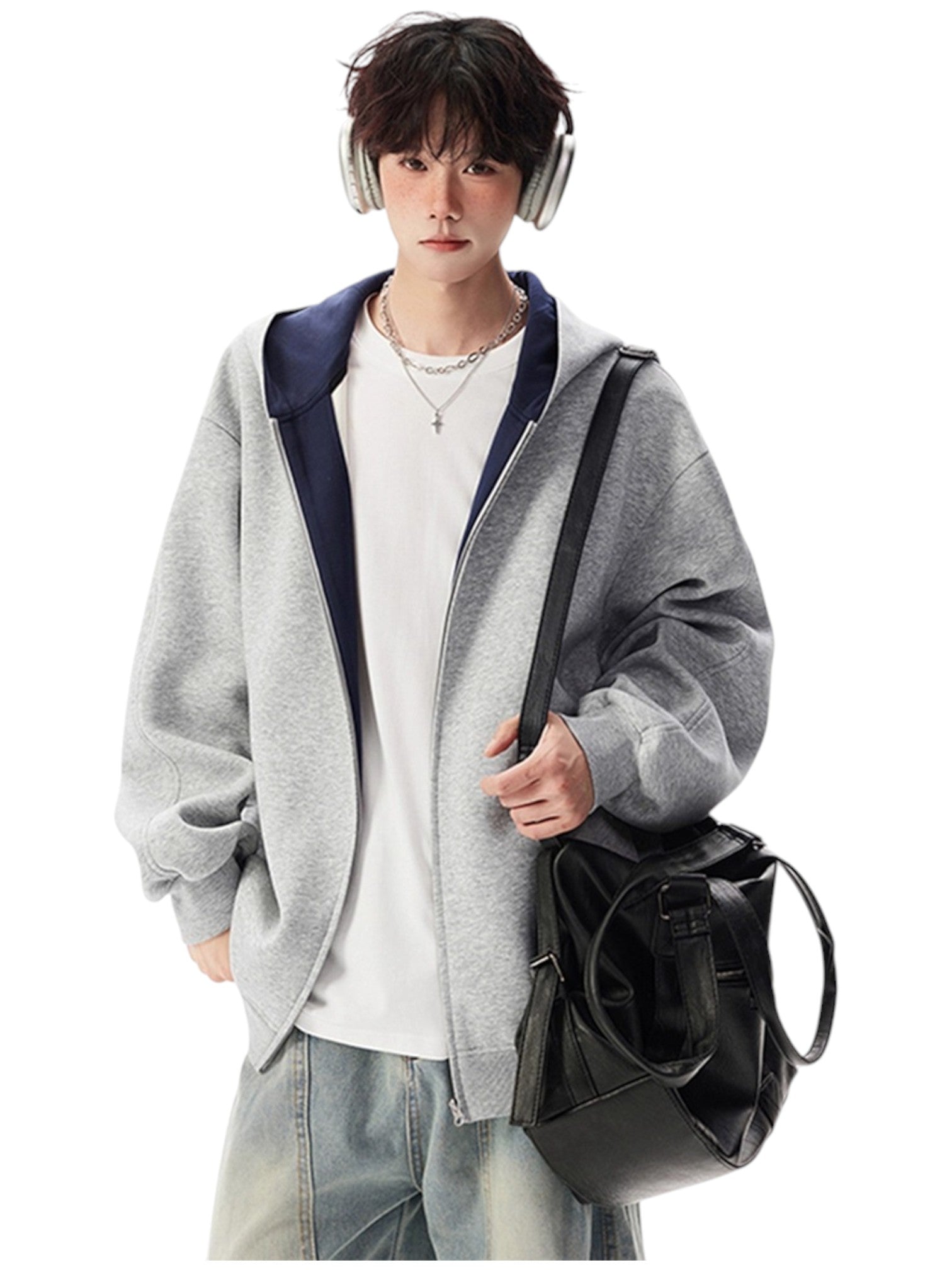 [OLD] FAUX TWO-PIECE HOODED LOOSE JACKET T0185