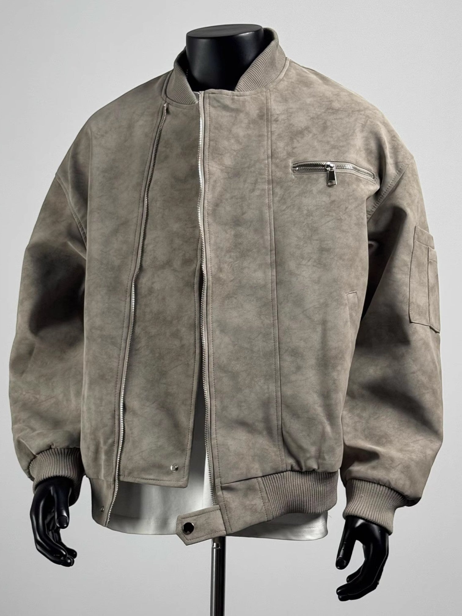 [TANCCHUI] LOOSE STAND-COLLAR MOTO JACKET T0188