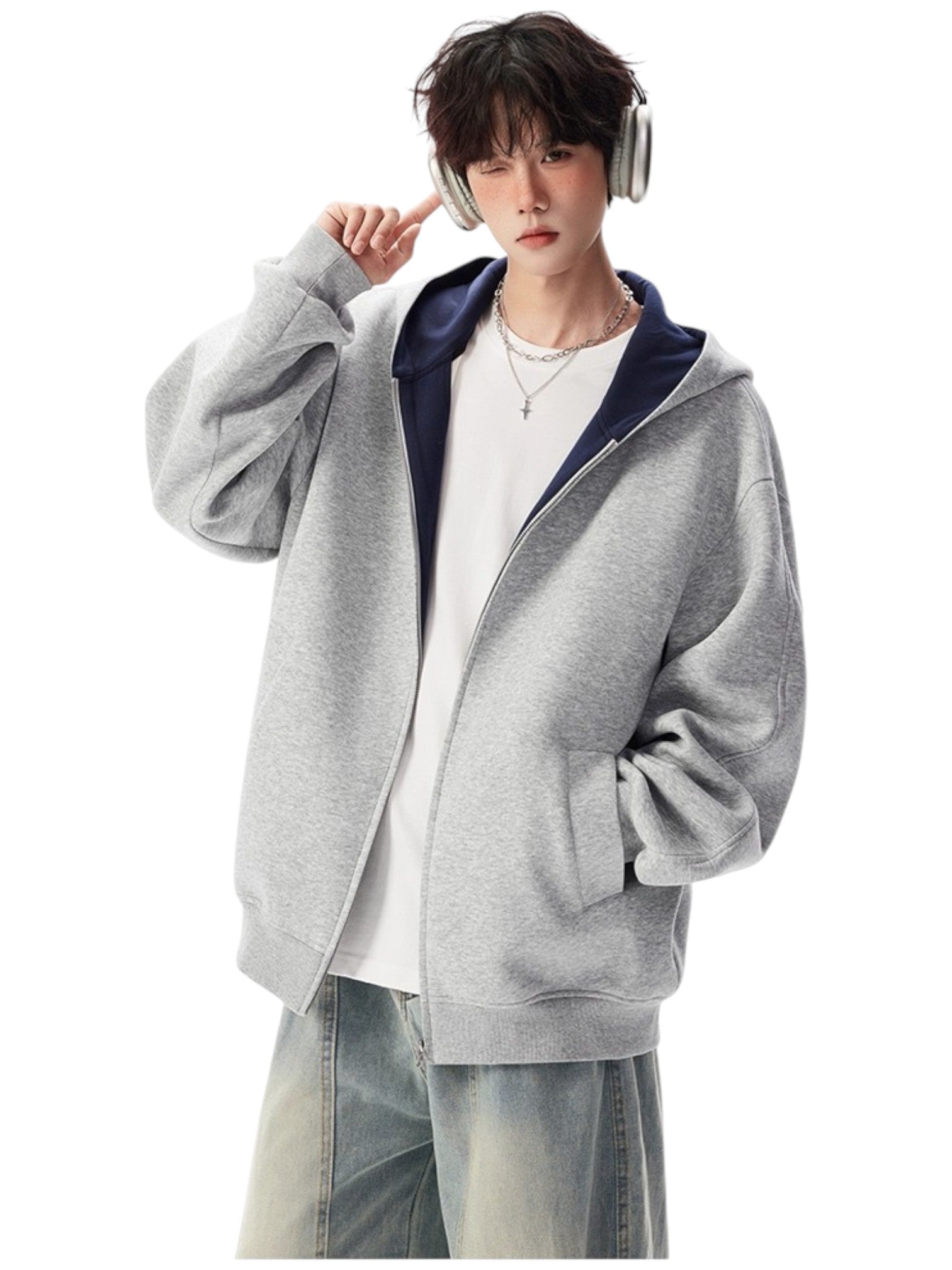 [OLD] FAUX TWO-PIECE HOODED LOOSE JACKET T0185