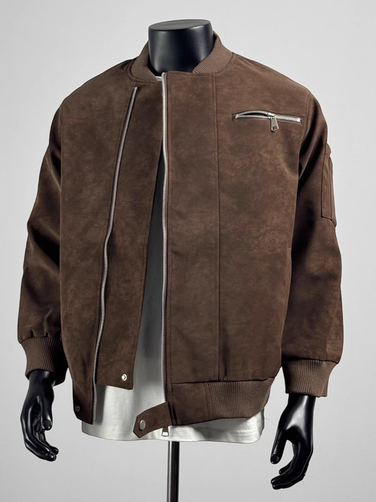 [TANCCHUI] LOOSE STAND-COLLAR MOTO JACKET T0188