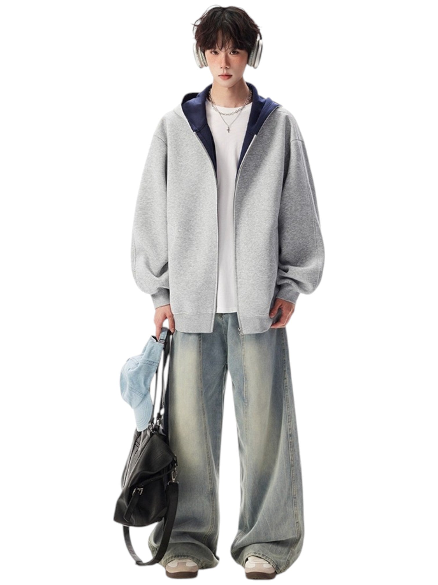 [OLD] FAUX TWO-PIECE HOODED LOOSE JACKET T0185