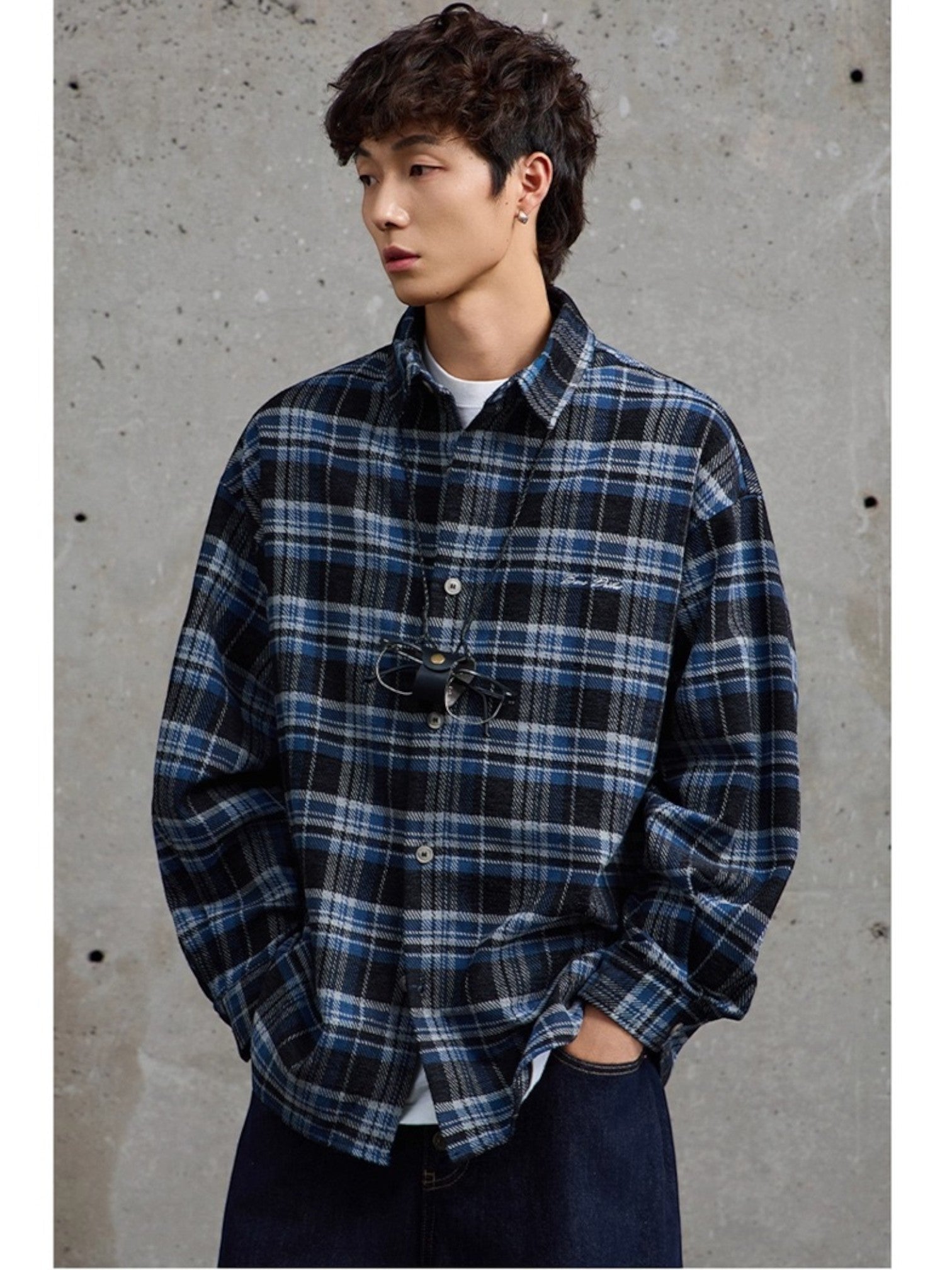 EMBROIDERED PLAID shirt S0075