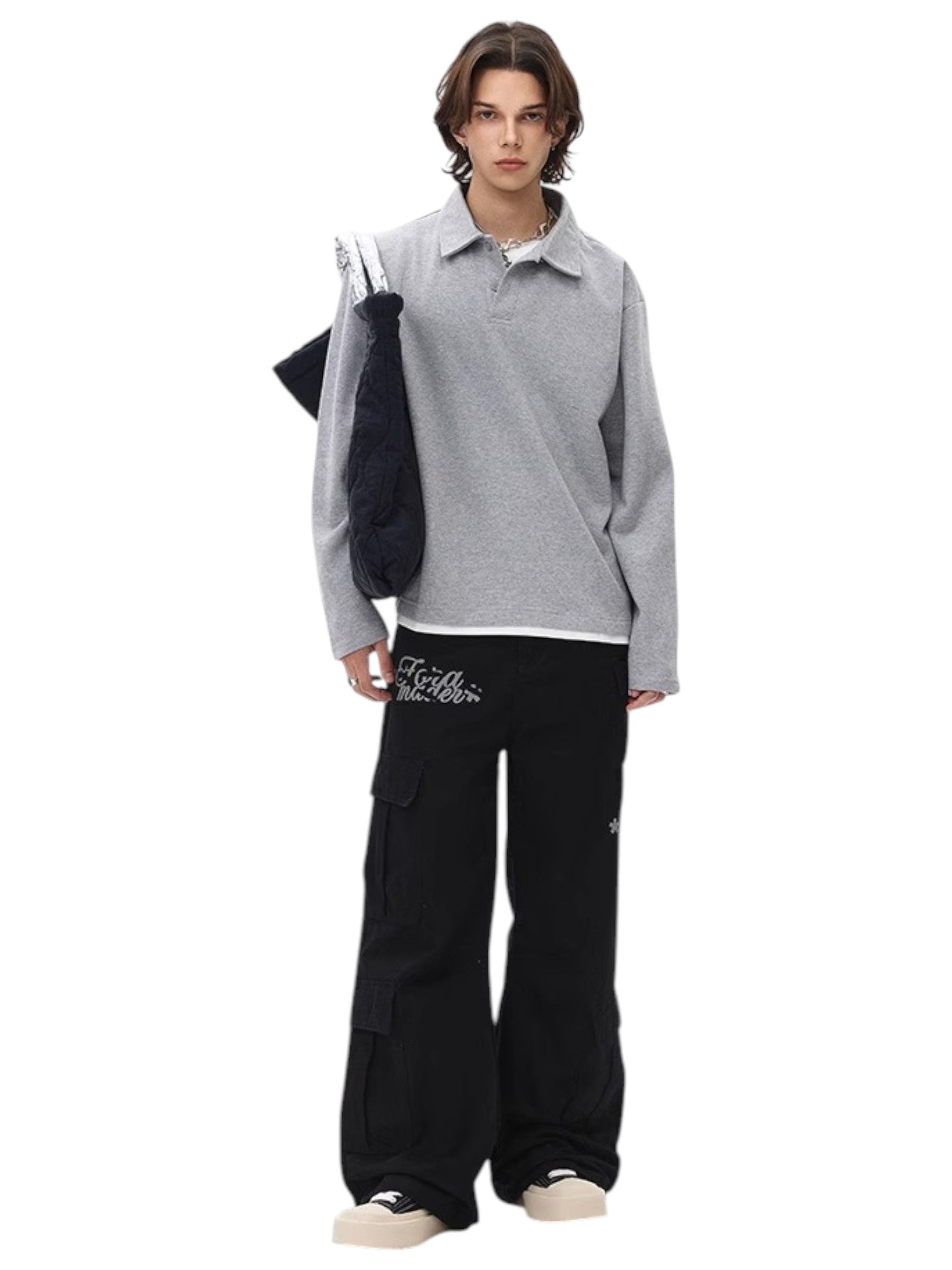 [BLAEXIT] BLAEXIT LAYERED-COLLAR POLO SHIRT J0146