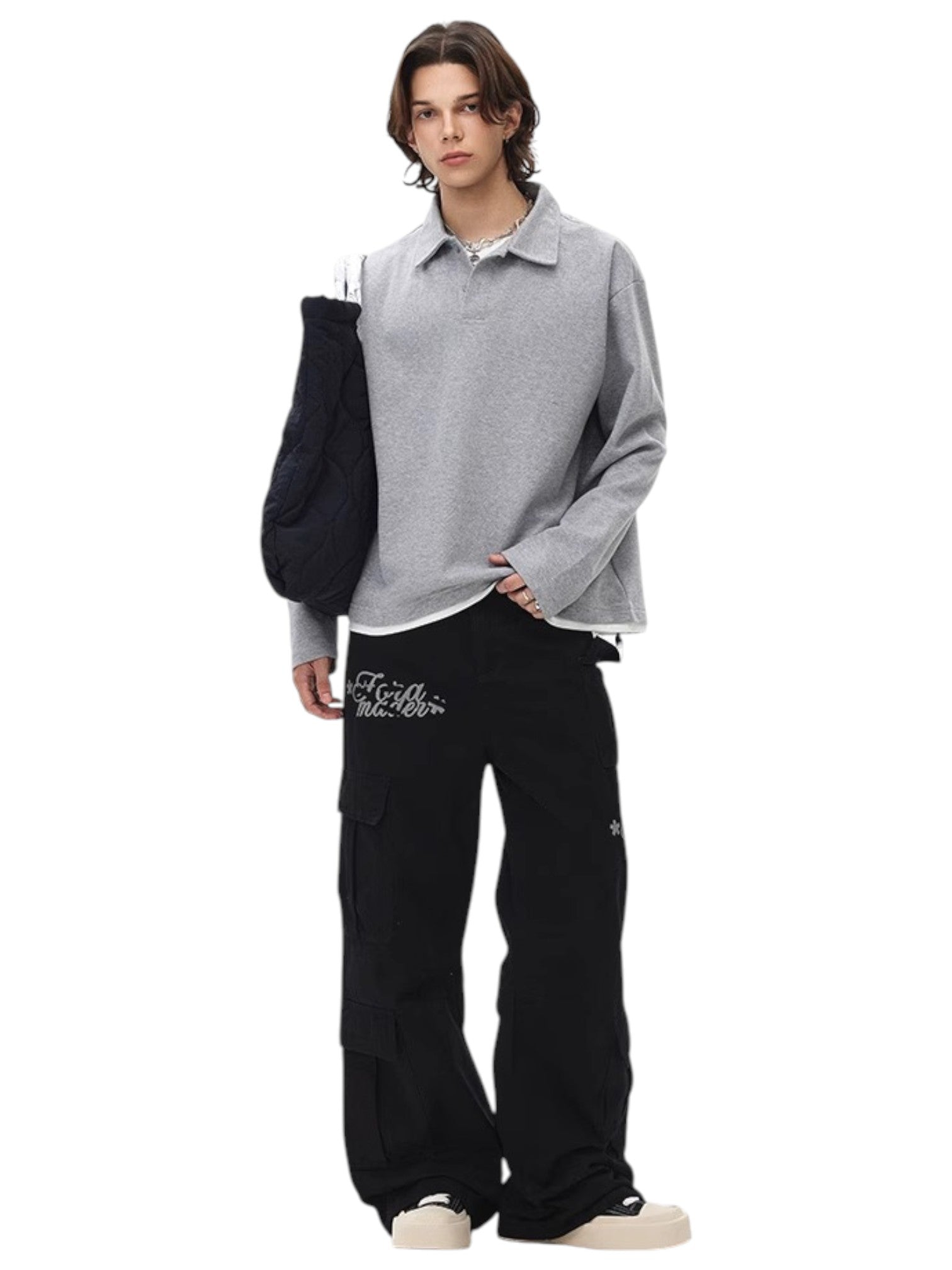 [BLAEXIT] BLAEXIT LAYERED-COLLAR POLO SHIRT J0146