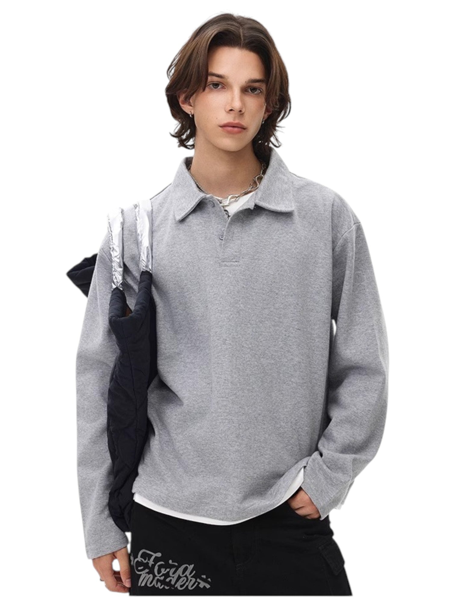 [BLAEXIT] BLAEXIT LAYERED-COLLAR POLO SHIRT J0146