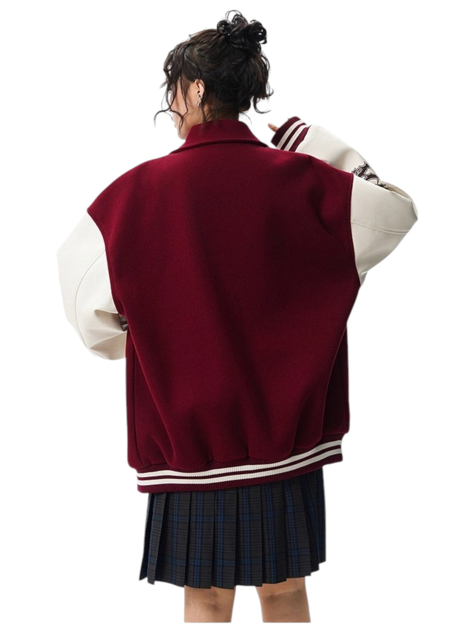 [W.K] PATCHED VARSITY EMBROIDERED JACKET T0182