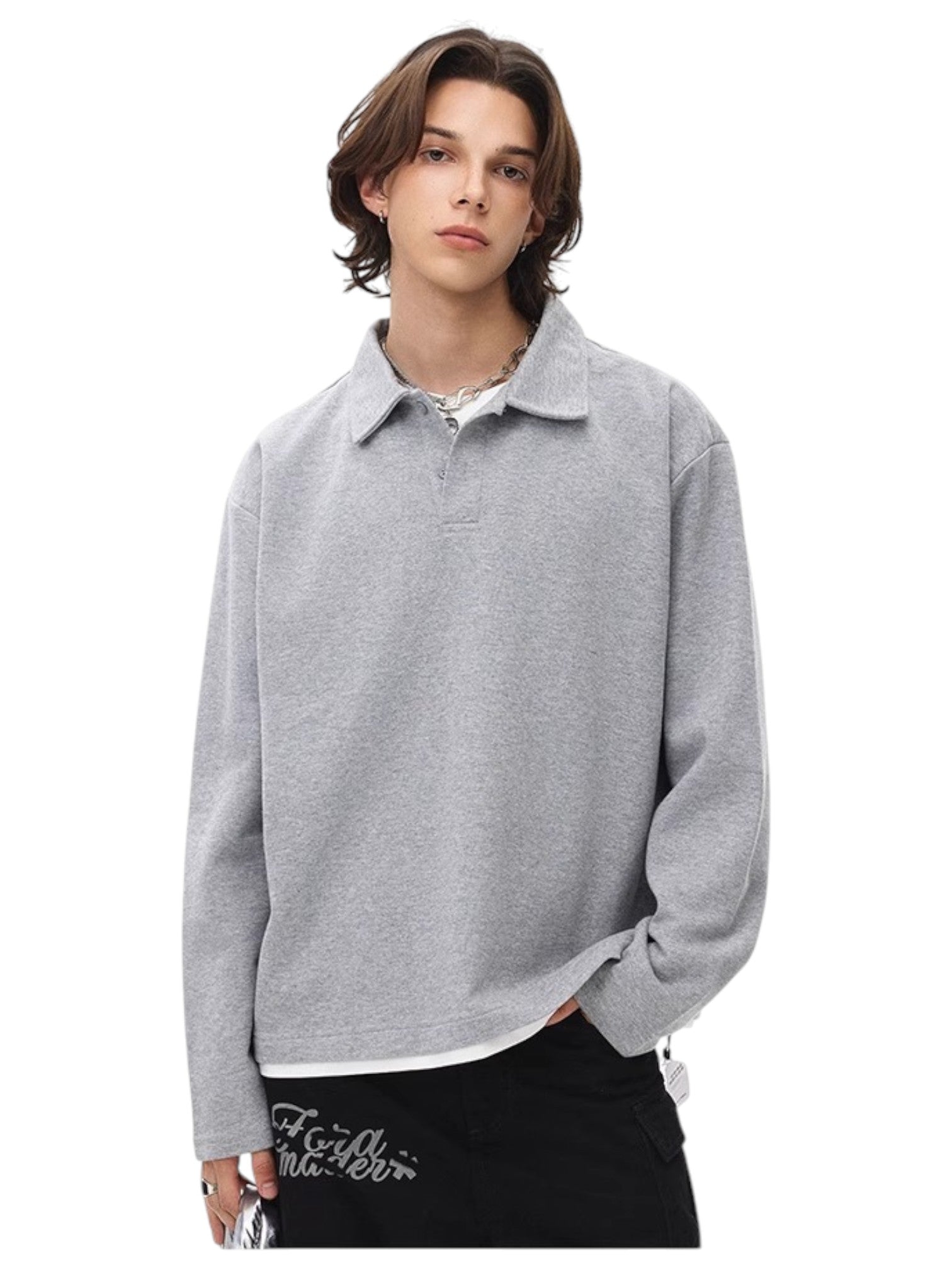 [BLAEXIT] BLAEXIT LAYERED-COLLAR POLO SHIRT J0146