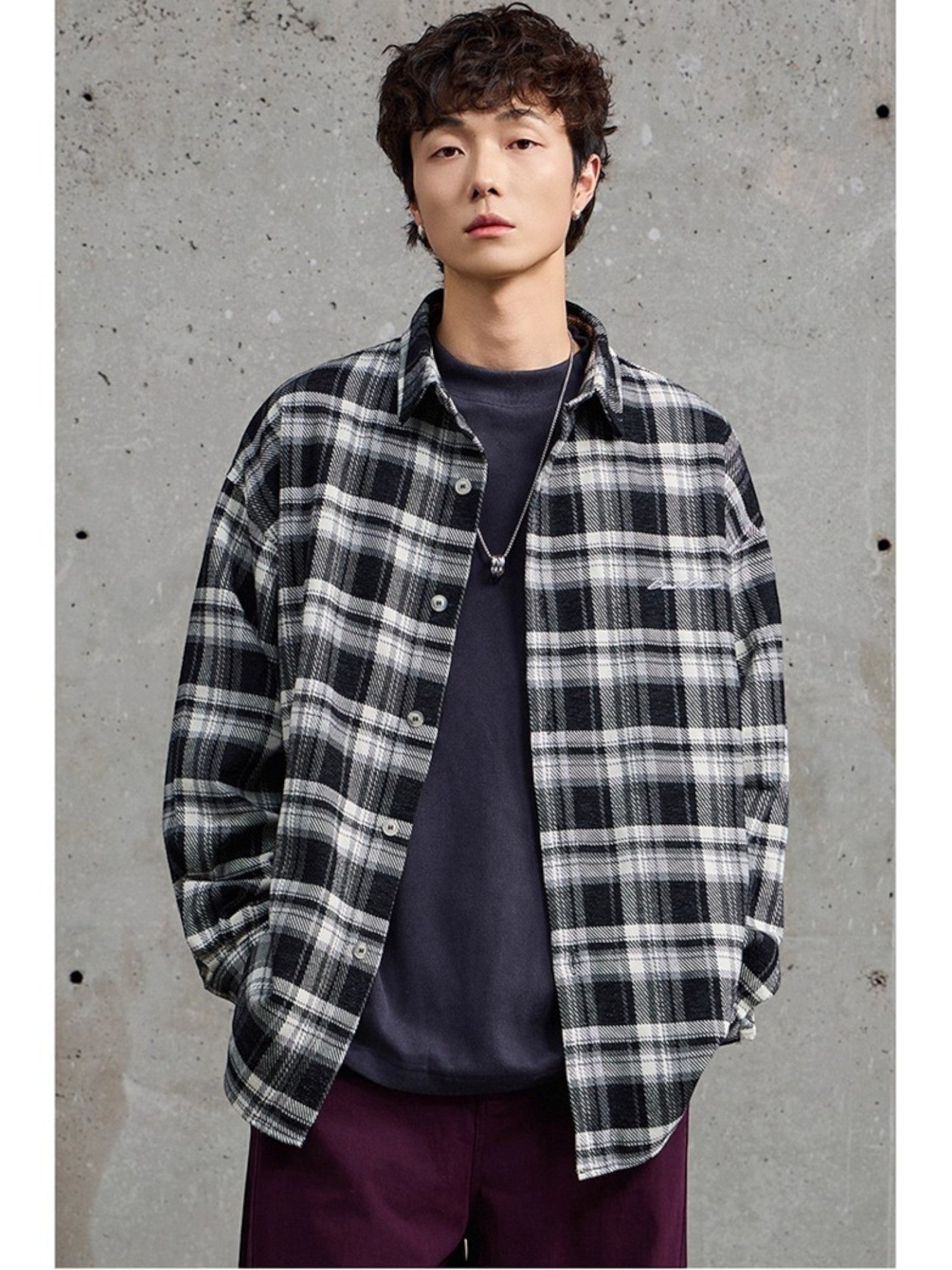 EMBROIDERED PLAID shirt S0075