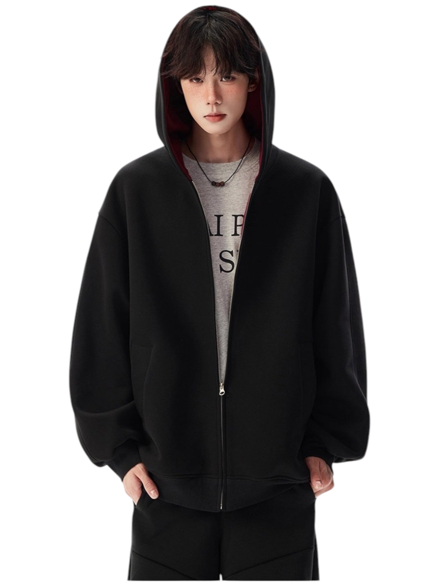 [OLD] FAUX TWO-PIECE HOODED LOOSE JACKET T0185