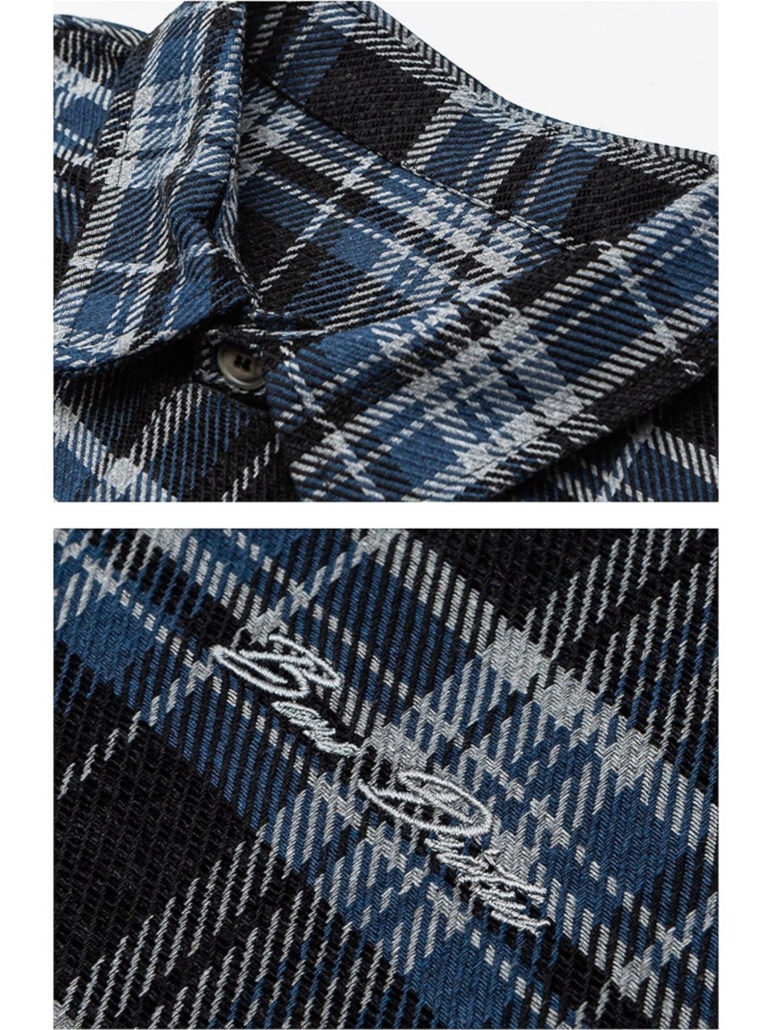 EMBROIDERED PLAID shirt S0075