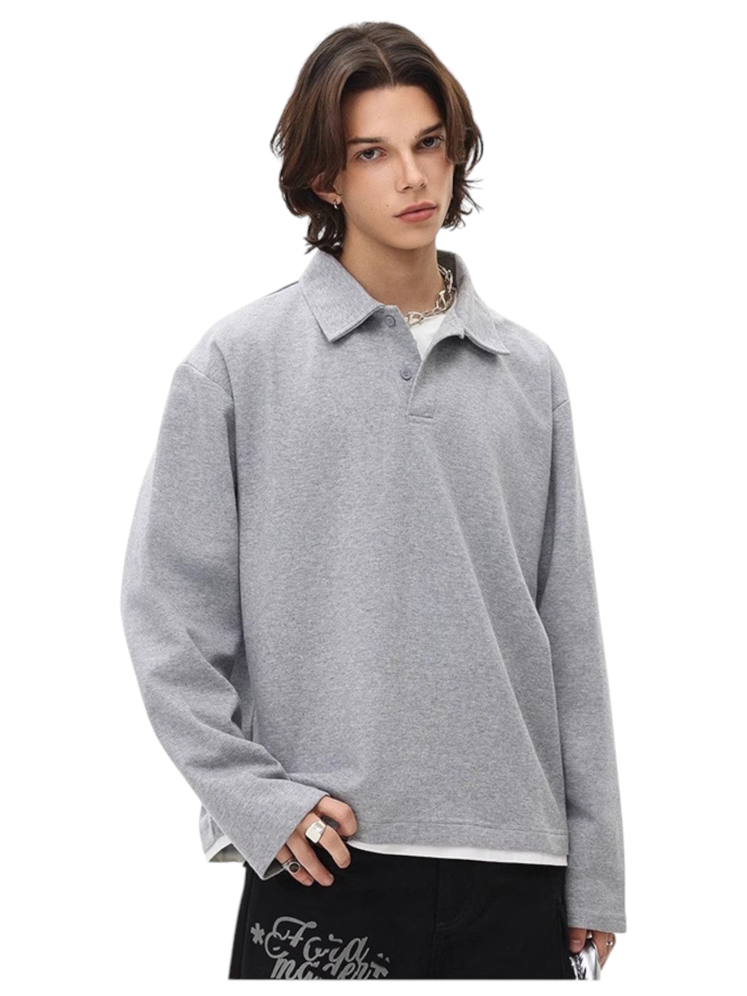 [BLAEXIT] BLAEXIT LAYERED-COLLAR POLO SHIRT J0146