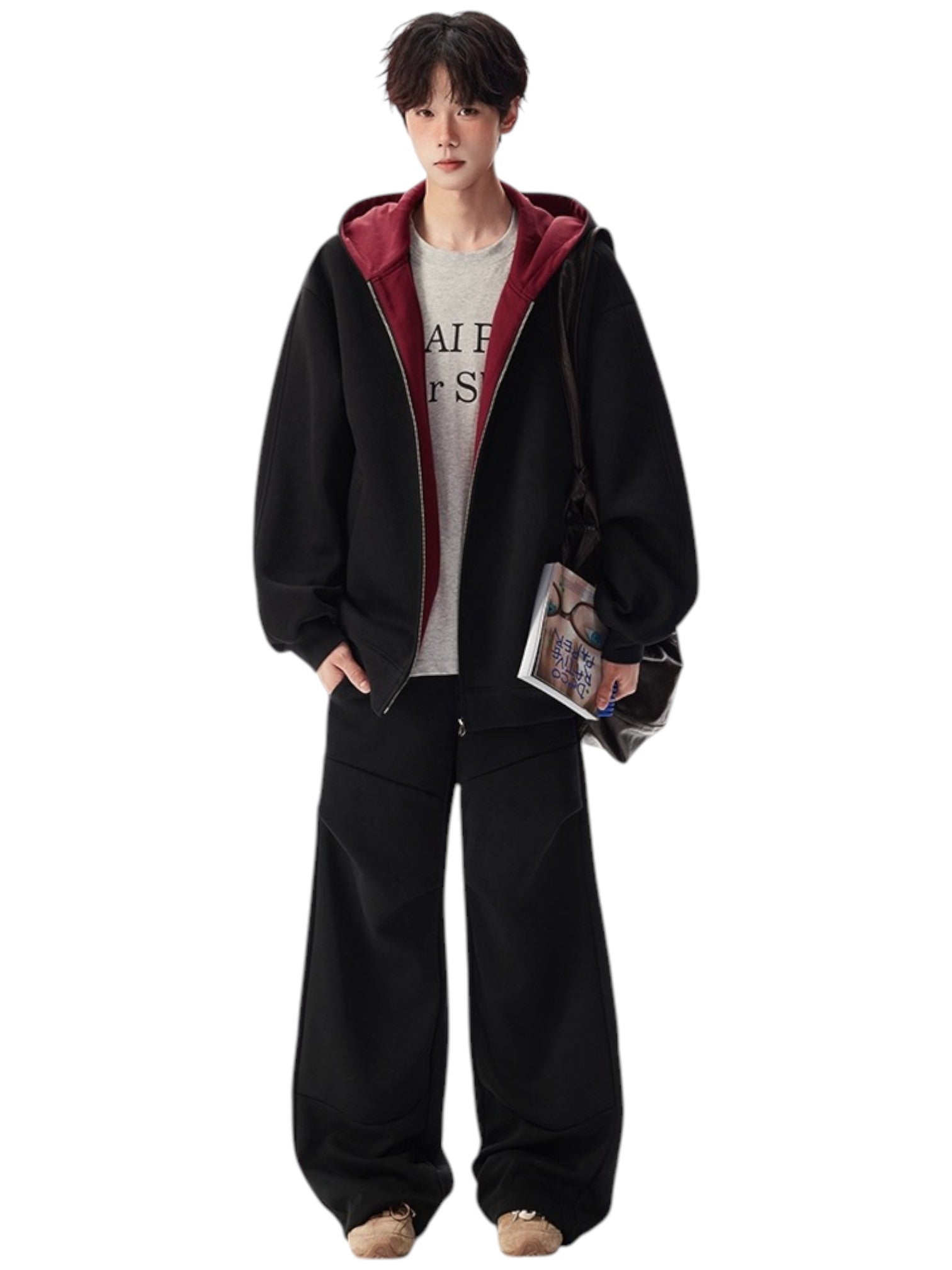 [OLD] FAUX TWO-PIECE HOODED LOOSE JACKET T0185