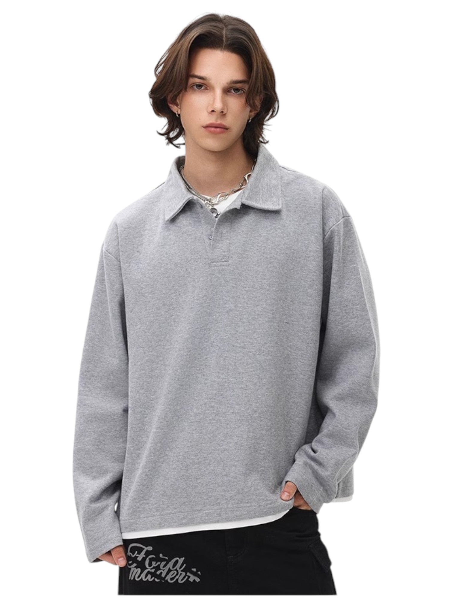 [BLAEXIT] BLAEXIT LAYERED-COLLAR POLO SHIRT J0146